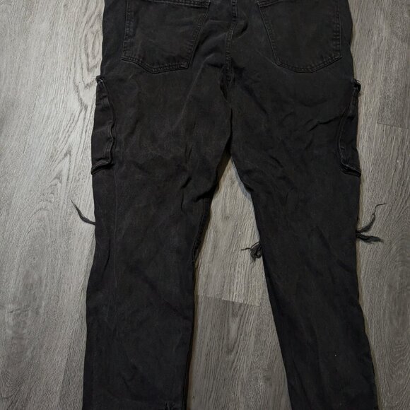 Boohoo Man Straight Leg Black Cargo Jeans (Size 40) - Picture 2 of 4